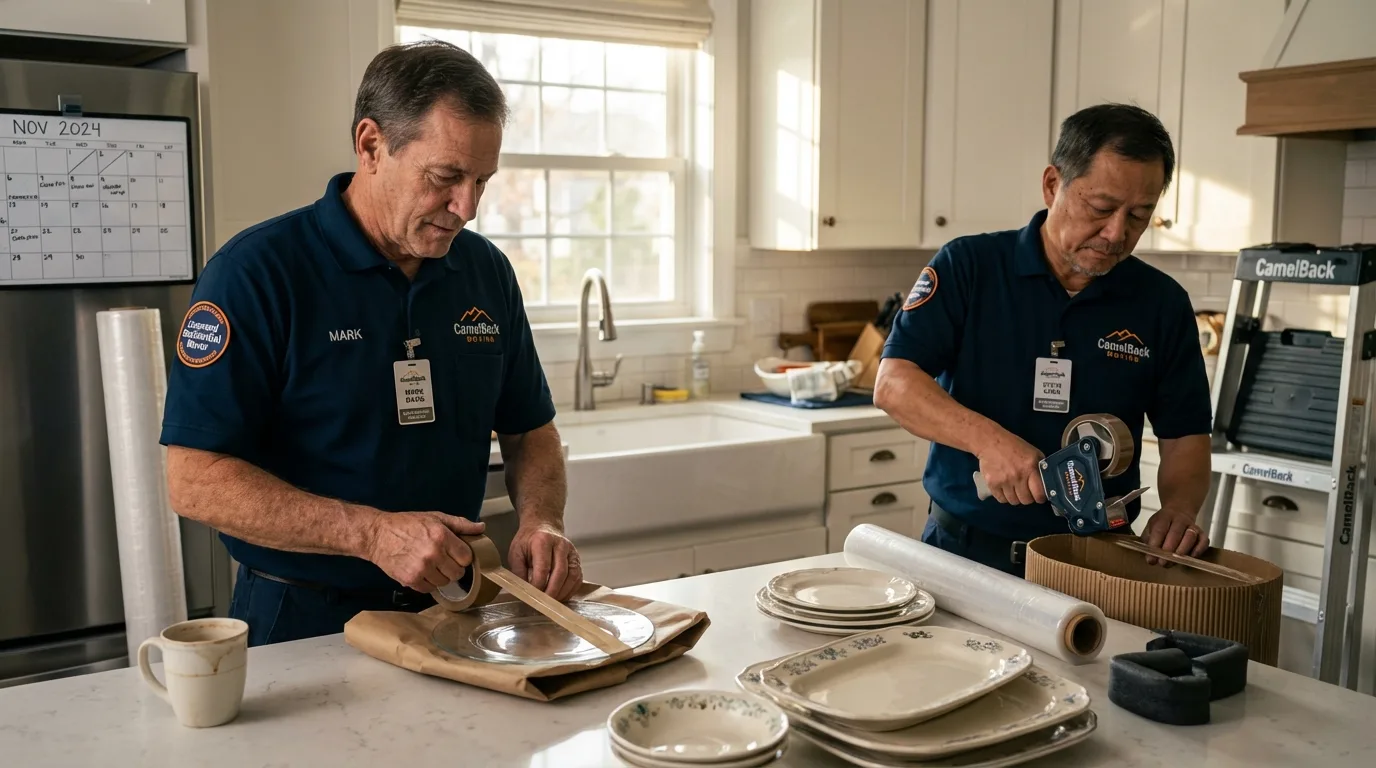Professional crew packing kitchen dishware in Gunnison, CO